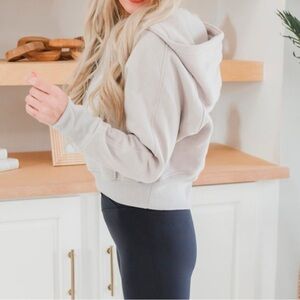 Cropped Scuba Pull Over 1/2 Zip Hoodie